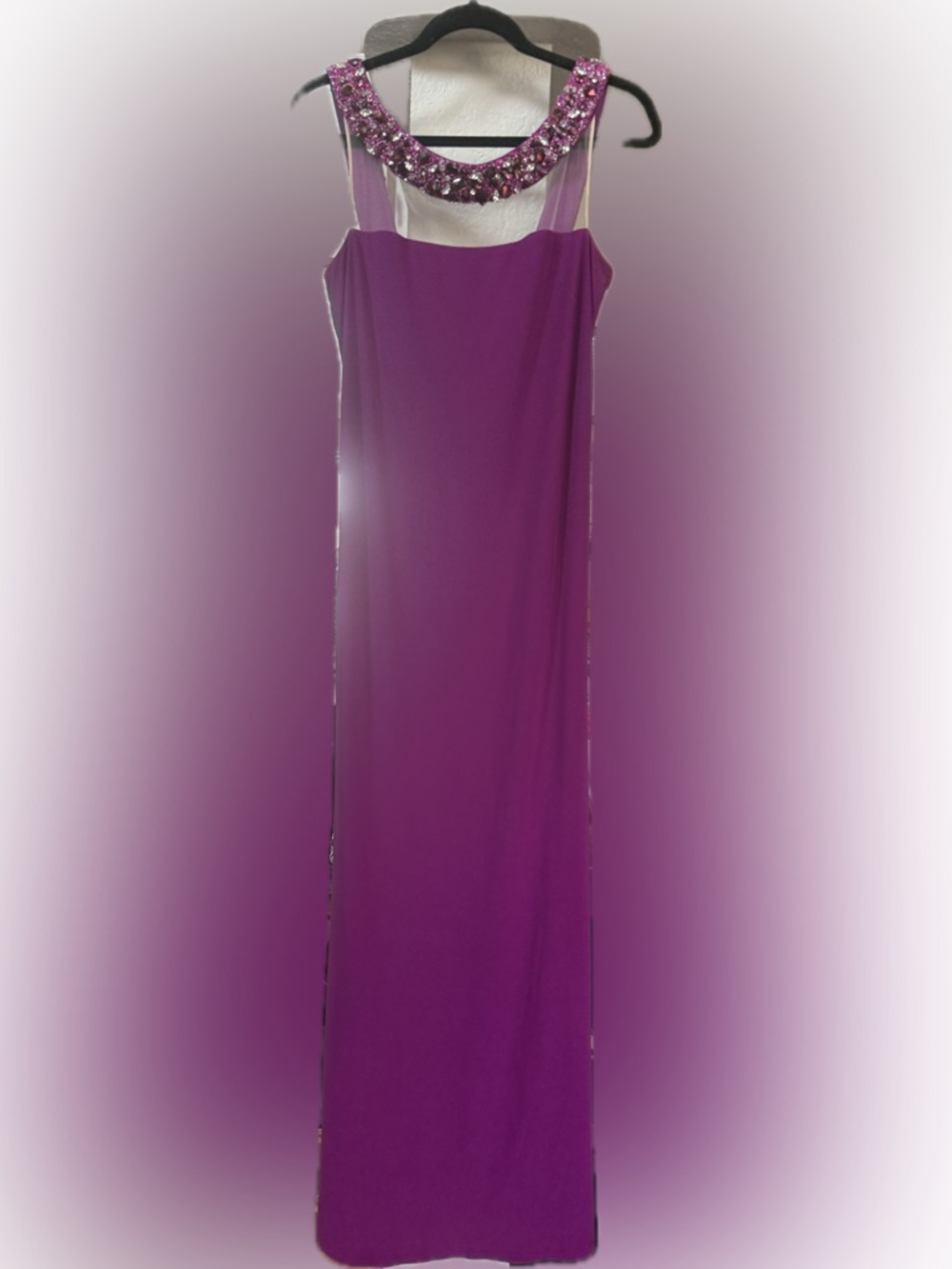 Kathy Hilton, beautiful purple maxi,  formal gown with embellishments size 10